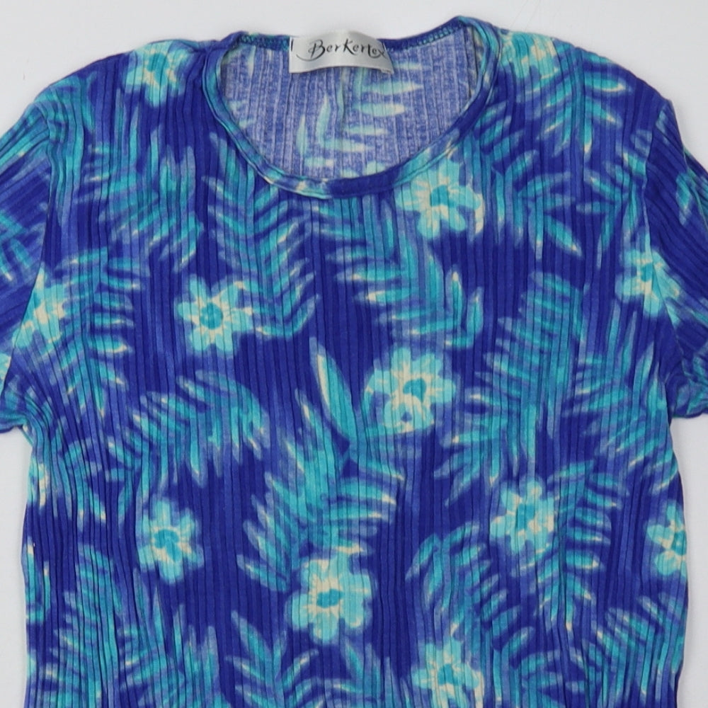 Berkertex Womens Blue  Viscose Basic T-Shirt Size 12 Crew Neck - ombre pattern