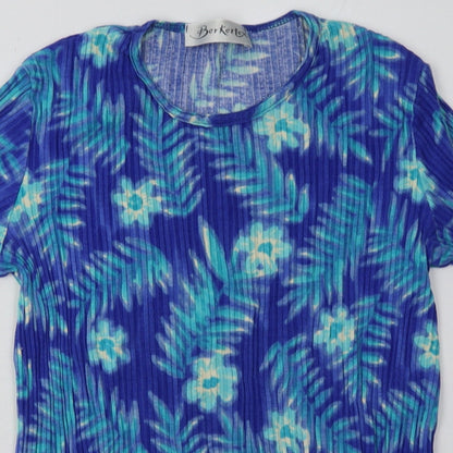 Berkertex Womens Blue  Viscose Basic T-Shirt Size 12 Crew Neck - ombre pattern
