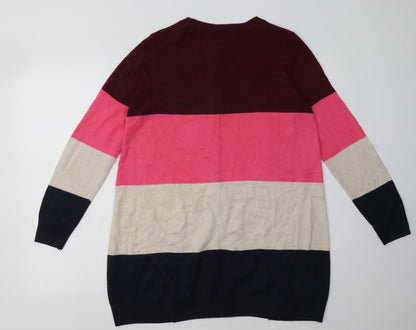 Marks and Spencer Womens Multicoloured Striped Acrylic Jumper Dress  Size 10  V-Neck Pullover