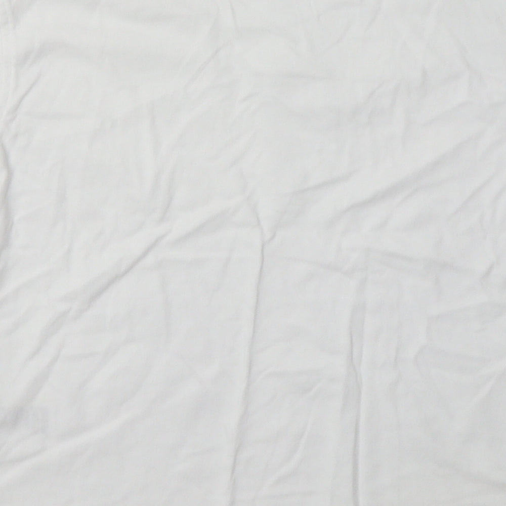 Marks and Spencer Girls White  Cotton Basic T-Shirt Size 8-9 Years Crew Neck Pullover