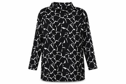 Capsule Womens Black Geometric Cotton A-Line Size 14 Halter Pullover