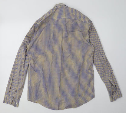 NEXT Mens Yellow Check Cotton  Polo Size S Collared Button