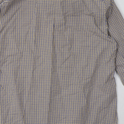 NEXT Mens Yellow Check Cotton  Polo Size S Collared Button