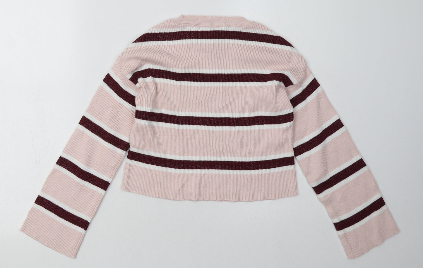 New Look Girls Pink Striped Acrylic Pullover Sweatshirt Size 12-13 Years  Pullover