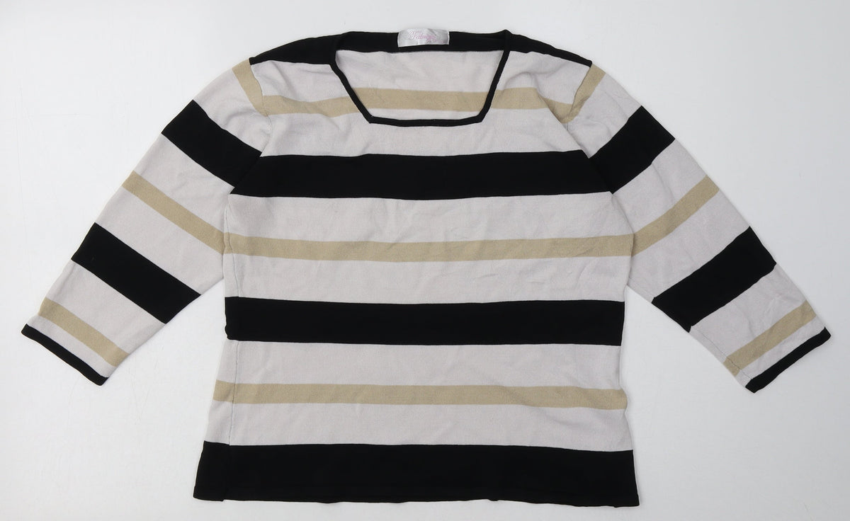 Additional front view of Alexara women’s white striped polyamide pullover sweatshirt, size L, pullover