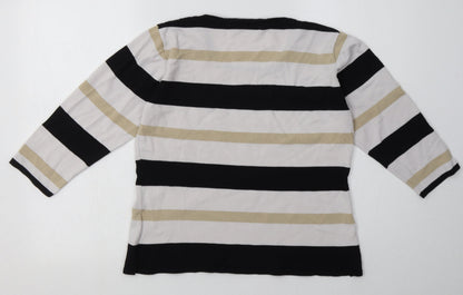 Back view of Alexara women’s white striped polyamide pullover sweatshirt, size L, pullover