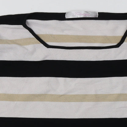 Close-up detail of Alexara women’s white striped polyamide pullover sweatshirt, size L, pullover
