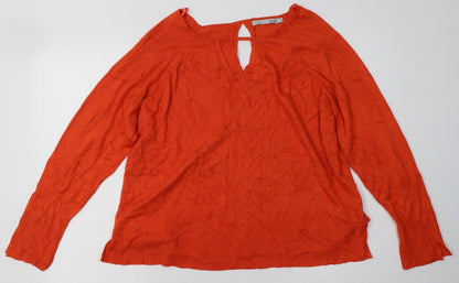 Additional front view of trend women’s orange viscose pullover sweatshirt, size UK 14, pullover