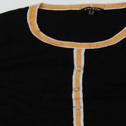 Close-up detail of marble women’s orange viscose pullover sweatshirt, size UK 20, pullover
