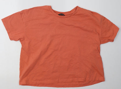 Peacocks Womens Pink  Cotton Cropped T-Shirt Size 18 Crew Neck