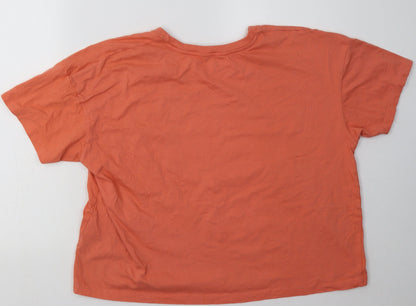 Peacocks Womens Pink  Cotton Cropped T-Shirt Size 18 Crew Neck