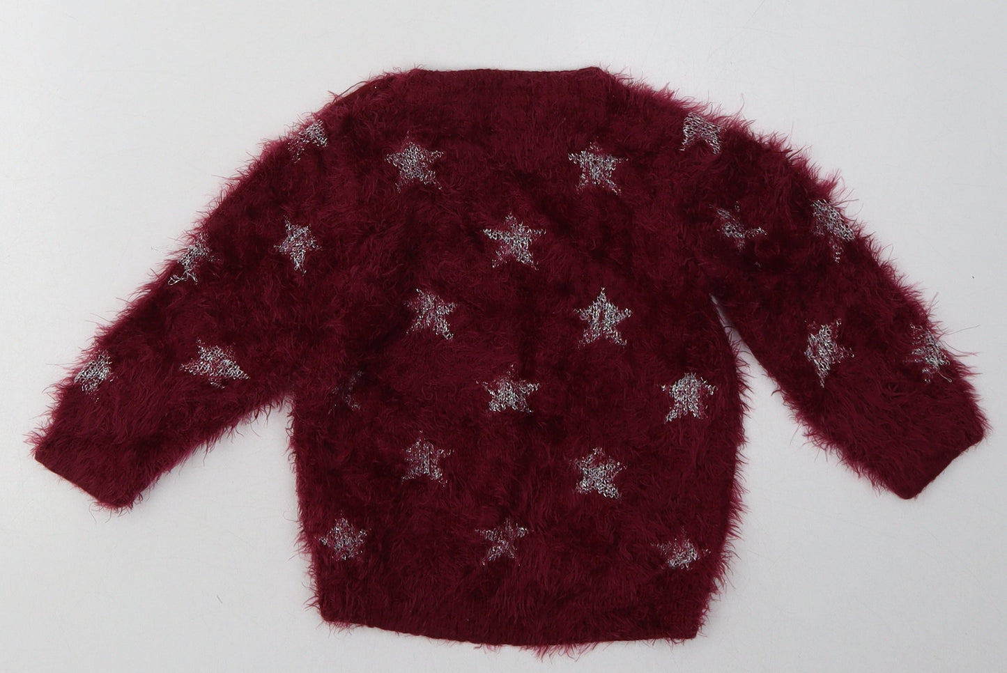 Marks and Spencer Girls Purple Geometric Acrylic Pullover Sweatshirt Size 2-3 Years  Pullover - Star Print