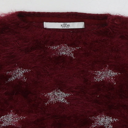 Marks and Spencer Girls Purple Geometric Acrylic Pullover Sweatshirt Size 2-3 Years  Pullover - Star Print