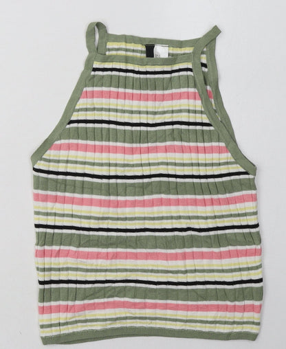 Womens UK Size S H&M Green Cropped Tank