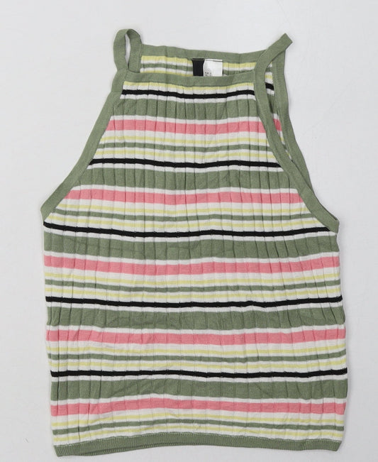 Womens UK Size S H&M Green Cropped Tank