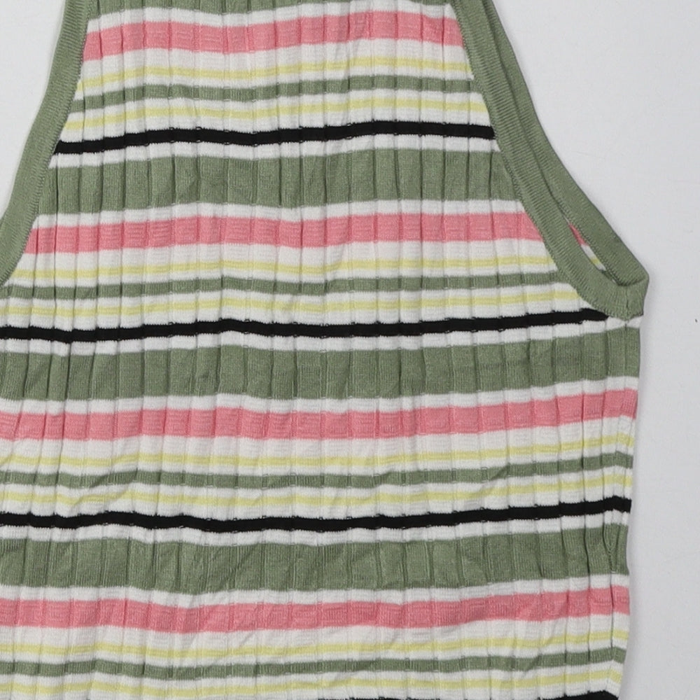 Womens UK Size S H&M Green Cropped Tank