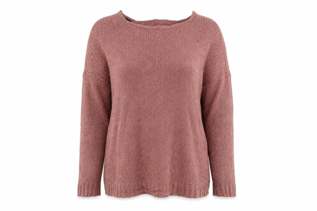 Front view of Yours women’s pink polyester pullover sweatshirt, size UK 18, pullover
