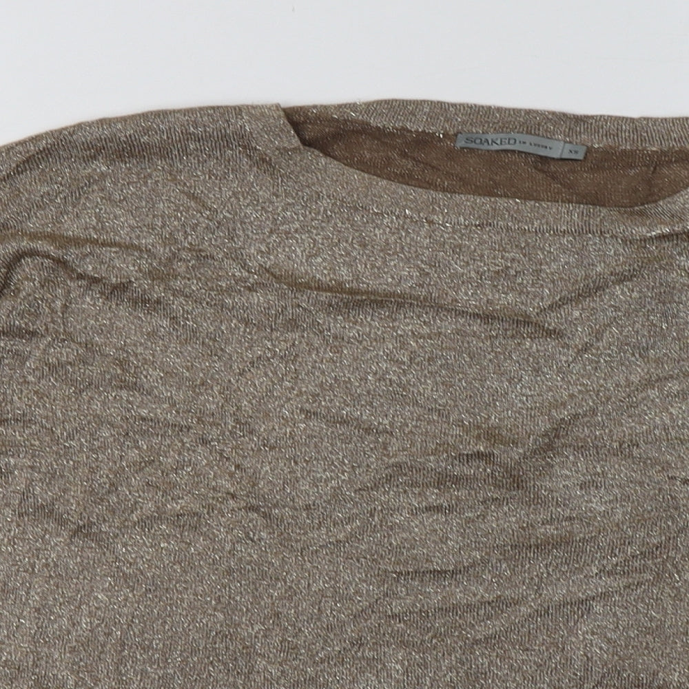 soaked  Womens Gold  Viscose Pullover Sweatshirt Size XS  Pullover