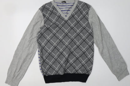 Additional front view of jc rags men’s grey check pullover sweatshirt, size L