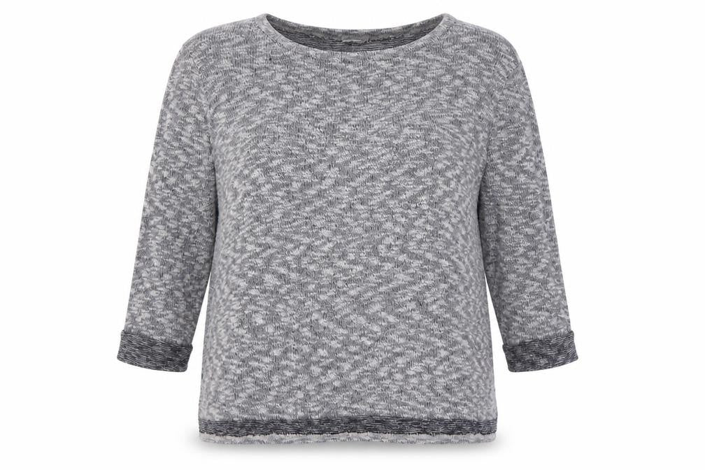 Front view of River Island women’s grey polyester pullover sweatshirt, size UK 16, pullover