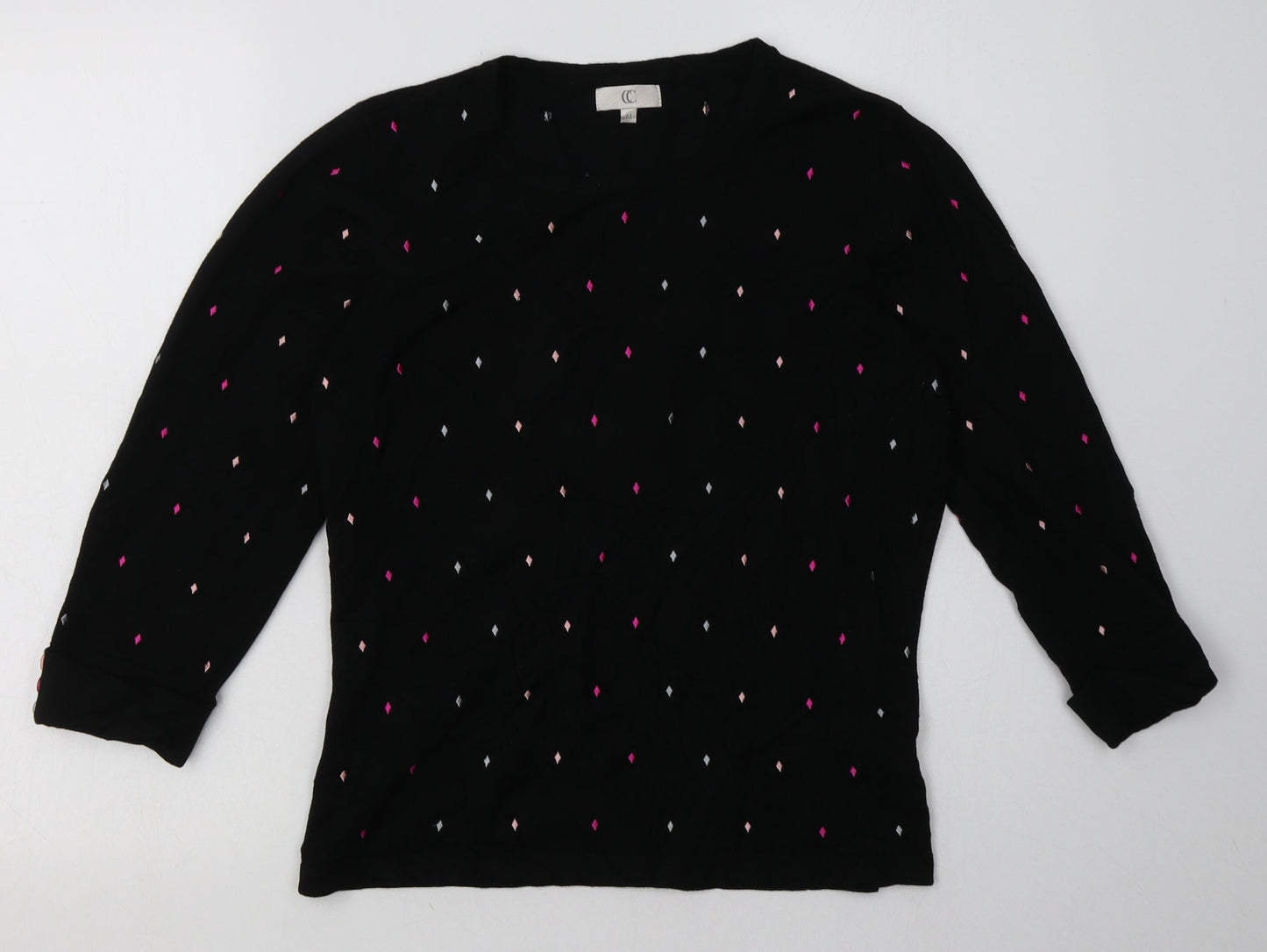 cc Womens Black Geometric Viscose Pullover Sweatshirt Size M  Pullover