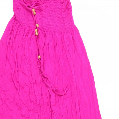 Preworn Womens Pink  Viscose Maxi  Size S  Off the Shoulder