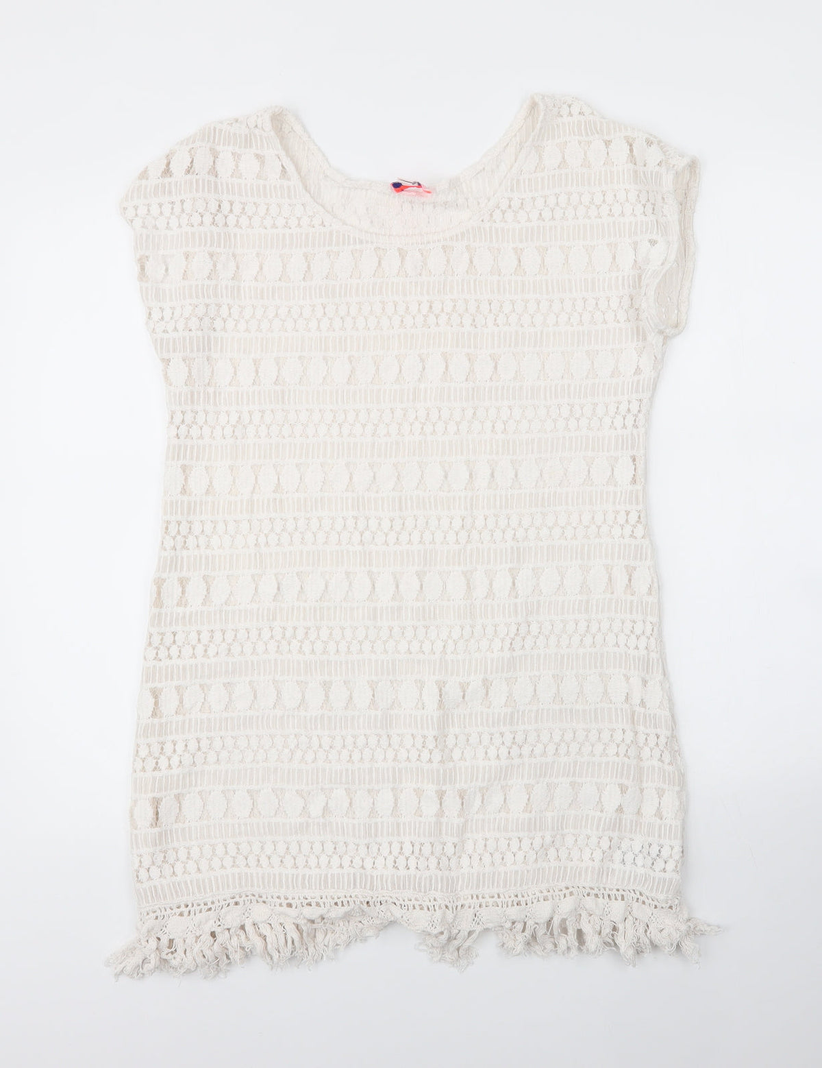 Additional front view of Stella & Dot women’s white cotton shift, size M, round neck