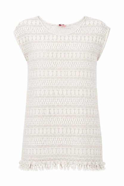 Front view of Stella & Dot women’s white cotton shift, size M, round neck