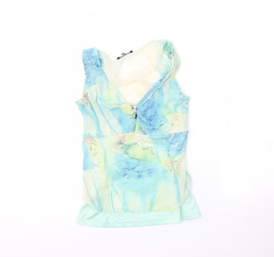 Coast Womens Blue  Nylon Basic Blouse Size 10 V-Neck