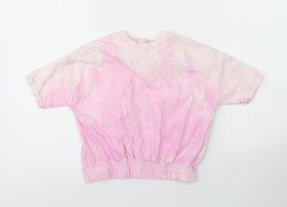 NEXT Girls Pink  Cotton Basic T-Shirt Size 6 Years Round Neck  - Tie Dye Pattern