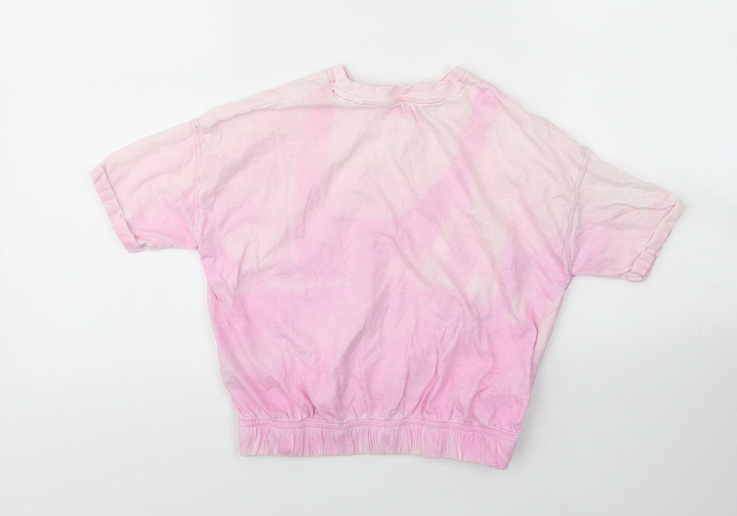 NEXT Girls Pink  Cotton Basic T-Shirt Size 6 Years Round Neck  - Tie Dye Pattern