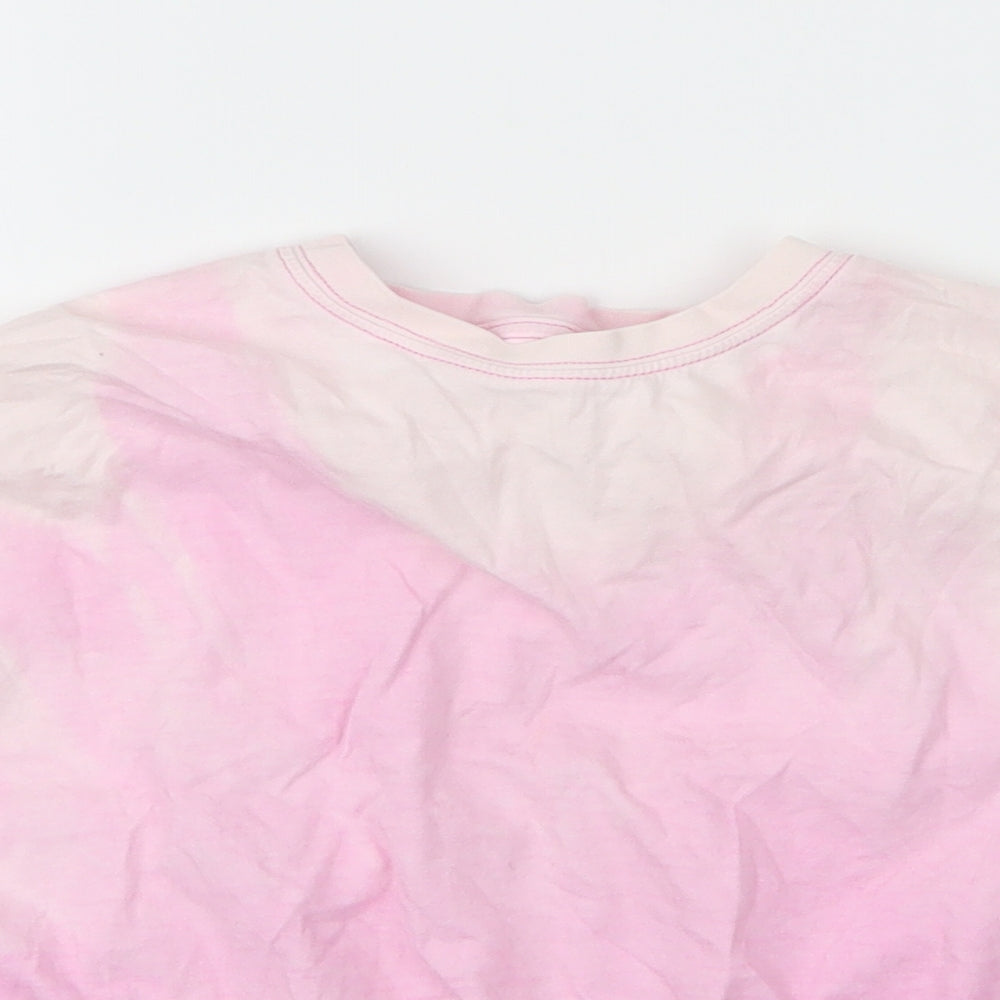 NEXT Girls Pink  Cotton Basic T-Shirt Size 6 Years Round Neck  - Tie Dye Pattern