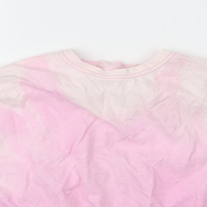 NEXT Girls Pink  Cotton Basic T-Shirt Size 6 Years Round Neck  - Tie Dye Pattern