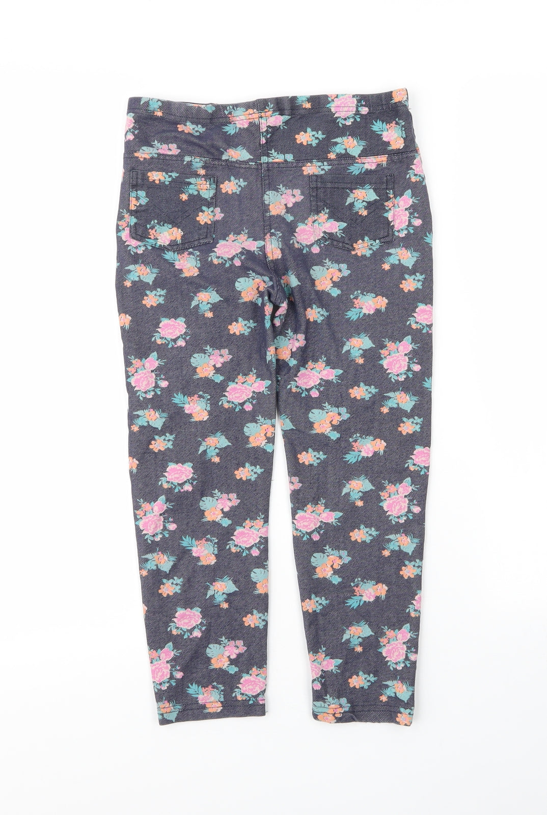 Lee Cooper Girls Blue Floral Cotton Carrot Trousers Size 9 Months  Regular