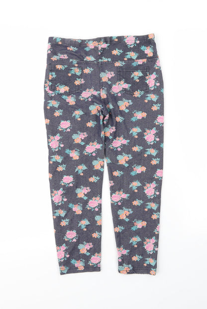 Lee Cooper Girls Blue Floral Cotton Carrot Trousers Size 9 Months  Regular