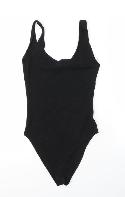 New Look Womens Black  Cotton Leotard One-Piece Size 10  Snap