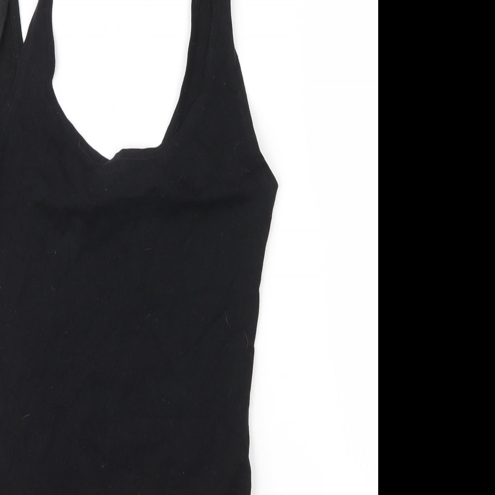 New Look Womens Black  Cotton Leotard One-Piece Size 10  Snap