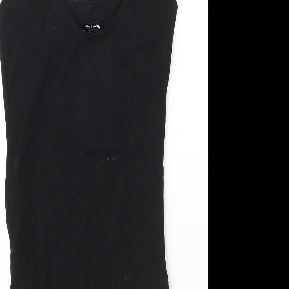 New Look Womens Black  Cotton Leotard One-Piece Size 10  Snap