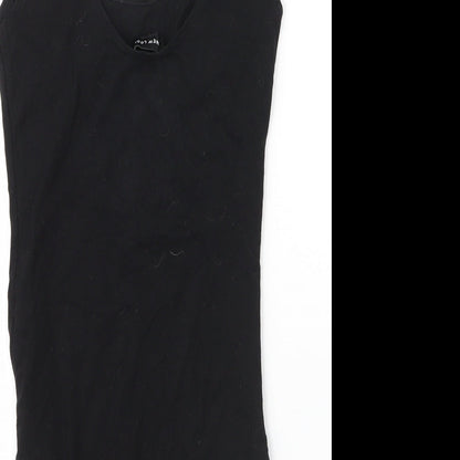 New Look Womens Black  Cotton Leotard One-Piece Size 10  Snap