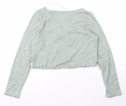 Primark Womens Green  Viscose Basic T-Shirt Size 10 V-Neck