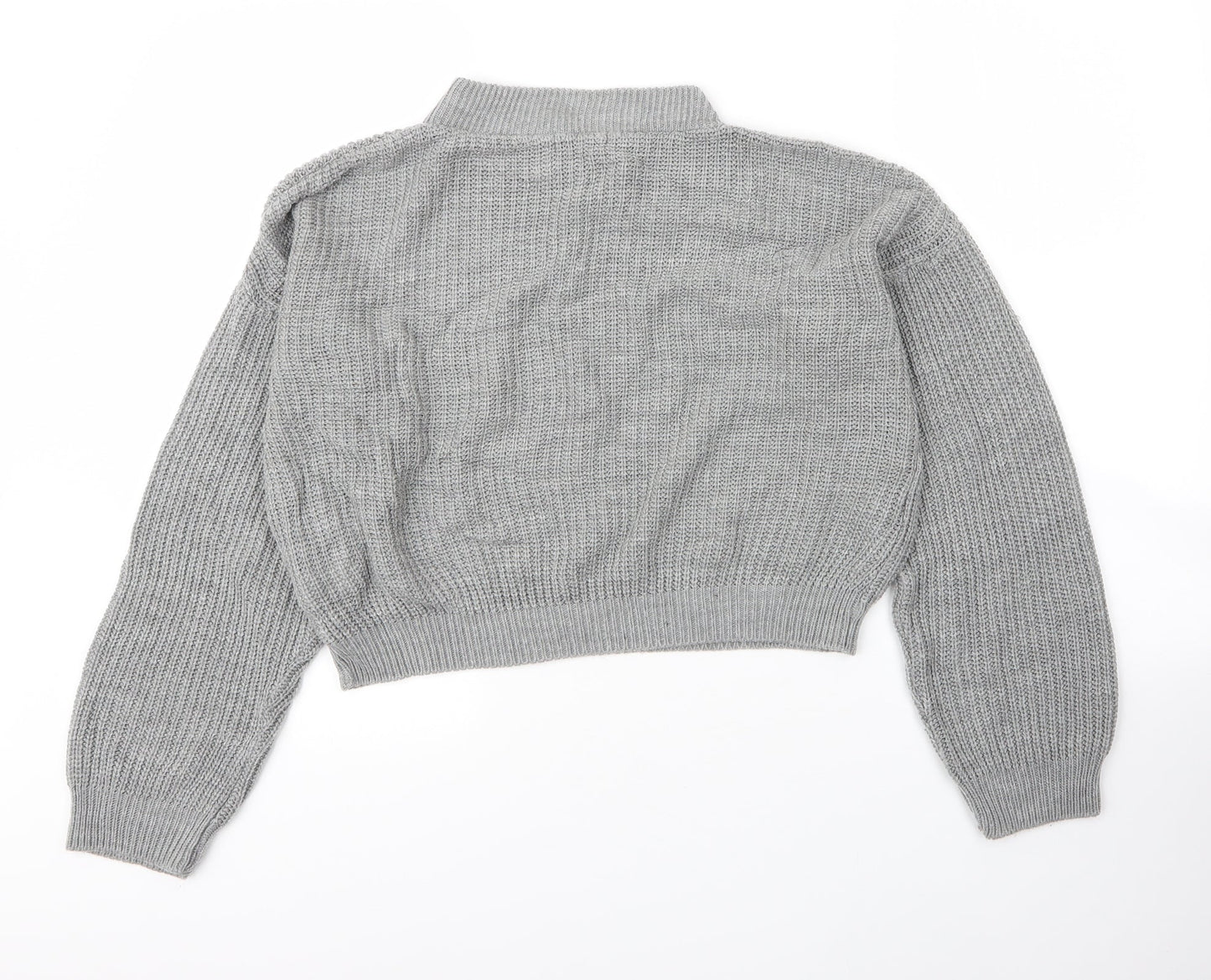 Boohoo Womens Grey Mock Neck  Acrylic Pullover Jumper Size S