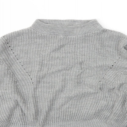 Boohoo Womens Grey Mock Neck  Acrylic Pullover Jumper Size S