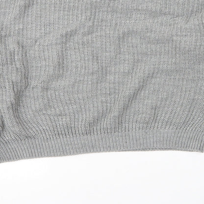 Boohoo Womens Grey Mock Neck  Acrylic Pullover Jumper Size S