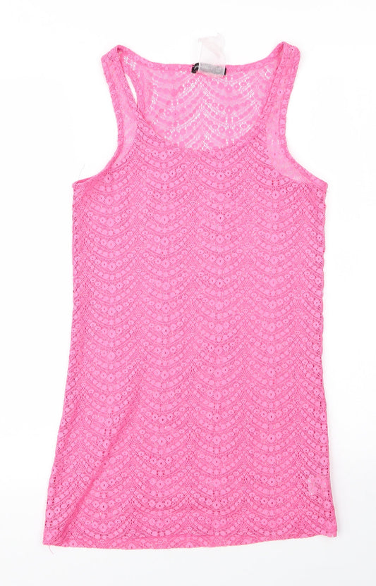 Primark Womens Pink  Polyester Basic Tank Size 10 Scoop Neck