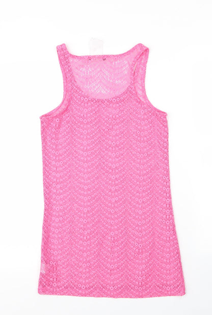 Primark Womens Pink  Polyester Basic Tank Size 10 Scoop Neck