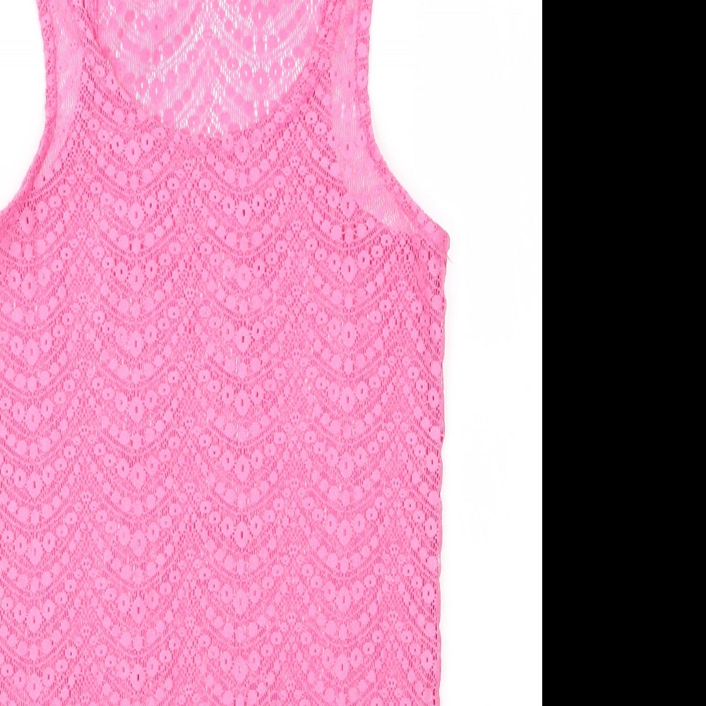 Primark Womens Pink  Polyester Basic Tank Size 10 Scoop Neck