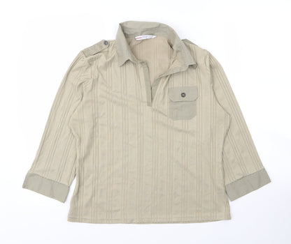 Papaya Womens Green  Cotton Basic Blouse Size 16 V-Neck