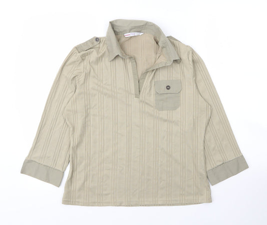 Papaya Womens Green  Cotton Basic Blouse Size 16 V-Neck