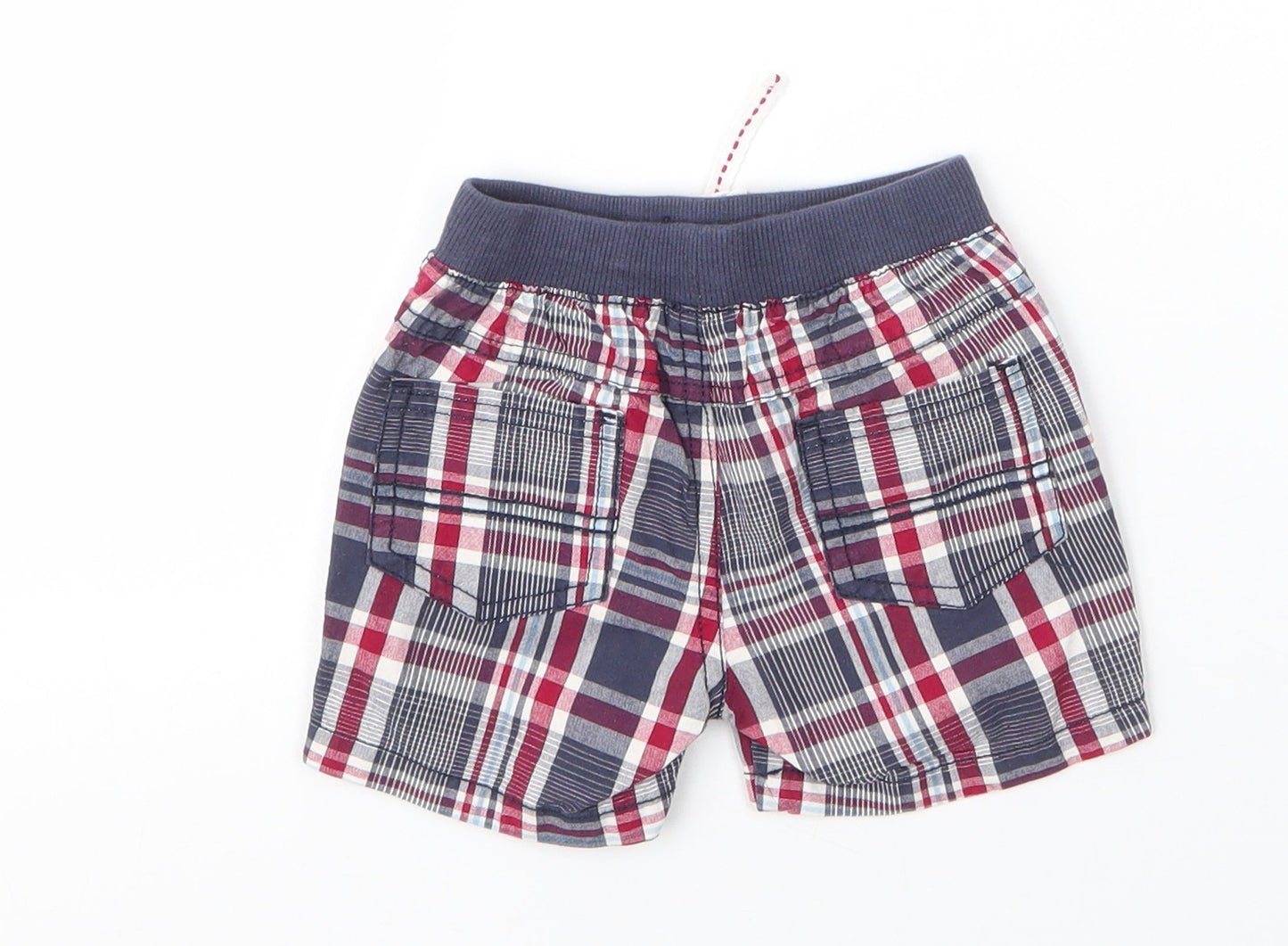 Matalan Boys Blue Plaid Cotton Capri Leggings Size 3-6 Months  Drawstring