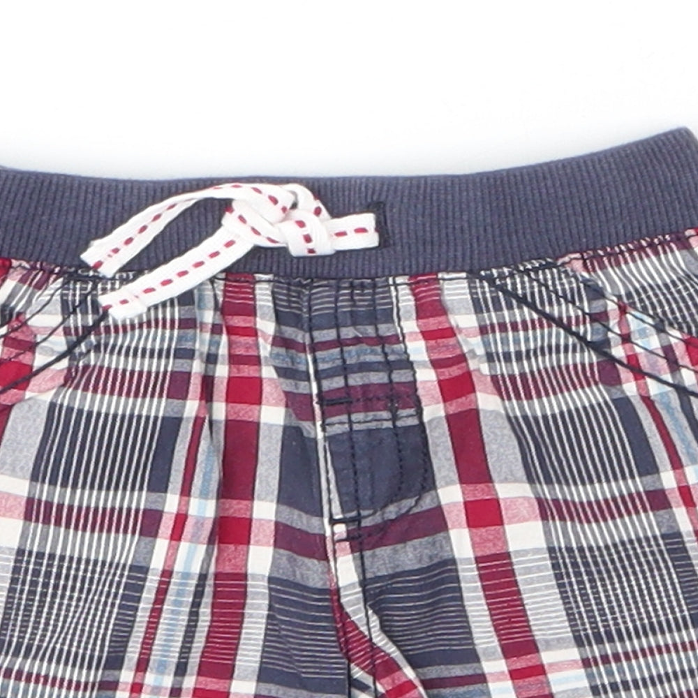Matalan Boys Blue Plaid Cotton Capri Leggings Size 3-6 Months  Drawstring